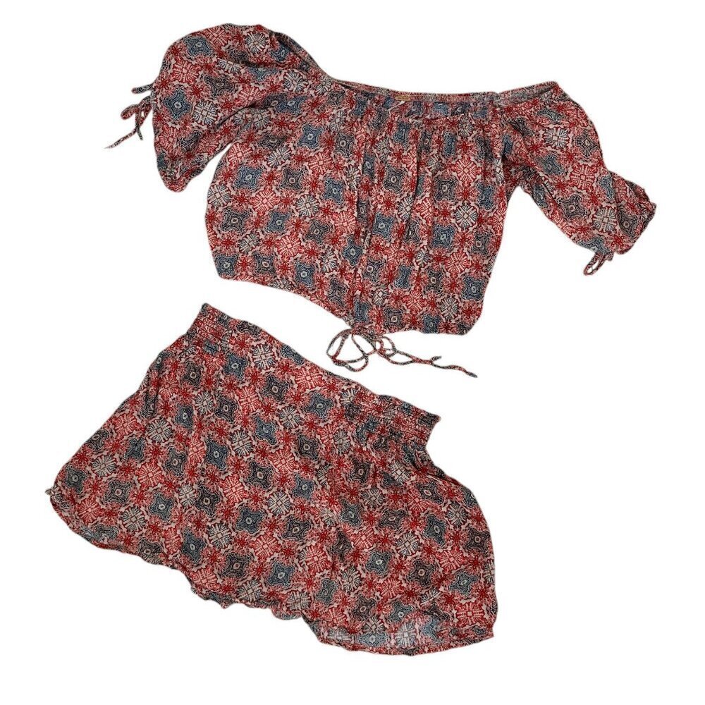 FREE PEOPLE Two Piece Crop Top Mini Skirt Set Size Small